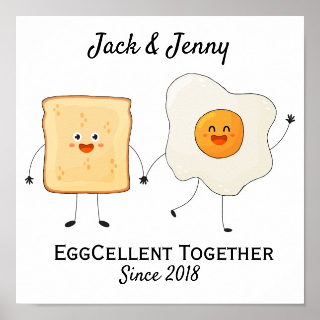Affiche Mignonne Drôle Joyeux Toast Eggcelcelcelcelcate En (Devant)