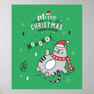 Affiche Mignonne et drôle Chat Noël joyeuses Salutations