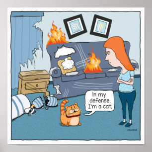 Affiche Mignonne et drôle de mauvais chat destructeur