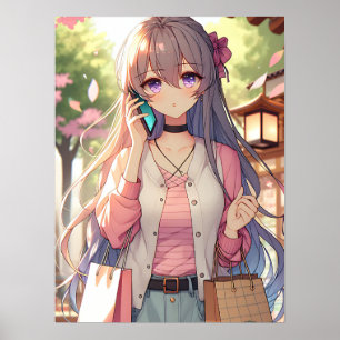 Affiche Mignonne fille Anime dans les listes de shopping