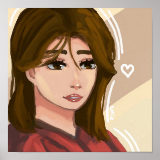 Affiche Mignonne fille Arrière - plan simple Art numérique