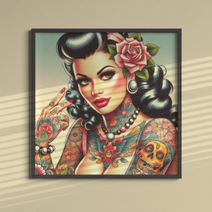 Affiche Mignonne fille tatouée