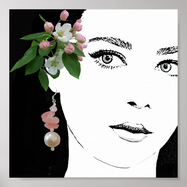 Affiche Mignonne fille visage photo de mode joli fineart (Devant)
