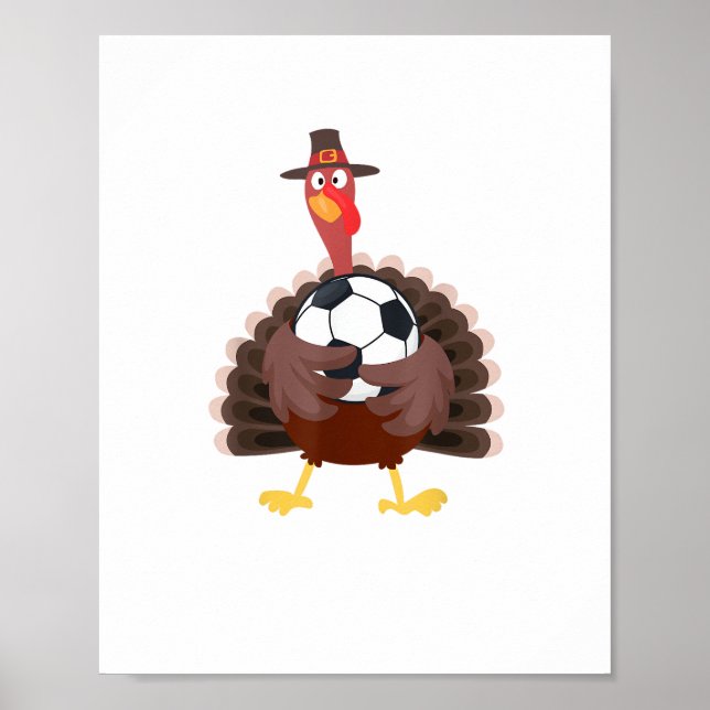 Affiche Mignonne Funny Soccer Thanksgiving Turquie Boys (Devant)