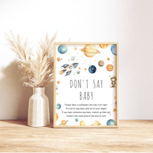 Affiche Mignonne garçon astronaute espace ne pas dire jeu