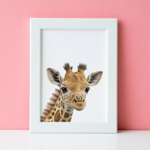 Affiche Mignonne Garderie de Bébé Girafe Safari de la Jung