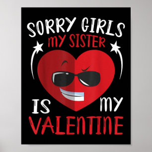 Affiche Mignonne Grand Coeur Face Désolé Filles Ma Soeur E
