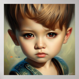 Affiche Mignonne gros yeux fille garçon Enfants Enfants Ar