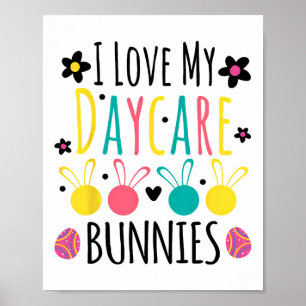 Affiche Mignonne J'Aime Mes Garderies Bunnies Enseignant J