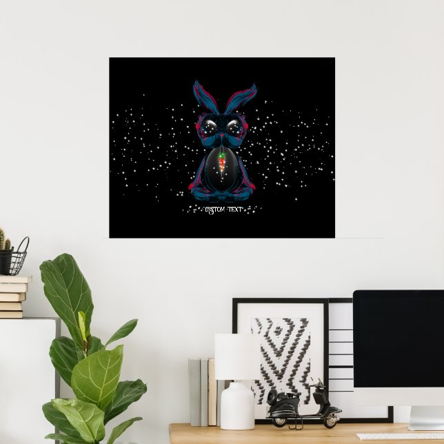 Affiche Mignonne lapin aux yeux de lumière dans Yoga Pose  (Bureau à domicile)