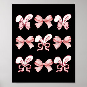 Affiche Mignonne lapin de Pâques Visage Coquette Bow Jour 