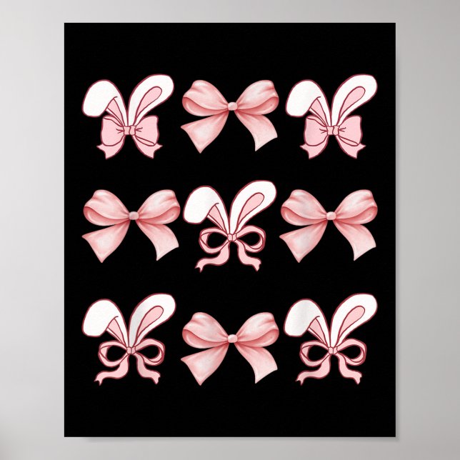 Affiche Mignonne lapin de Pâques Visage Coquette Bow Jour  (Devant)
