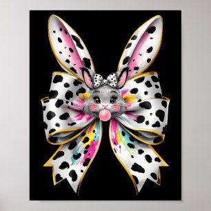 Affiche Mignonne lapin de Pâques Visage Coquette Bow Jour