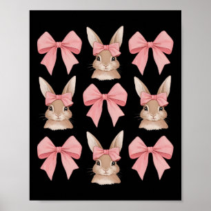 Affiche Mignonne lapin de Pâques Visage Coquette Bow Jour