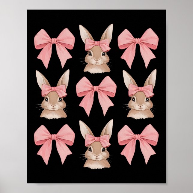 Affiche Mignonne lapin de Pâques Visage Coquette Bow Jour  (Devant)