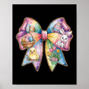 Affiche Mignonne lapin de Pâques Visage Coquette Bow Jour