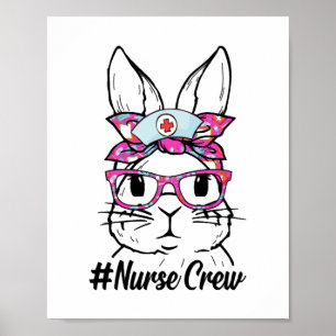 Affiche Mignonne lapin Visage Infirmière Tie Dye Lunettes