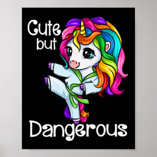 Affiche Mignonne Mais Dangereuse Karate Funny Unicorn Girl