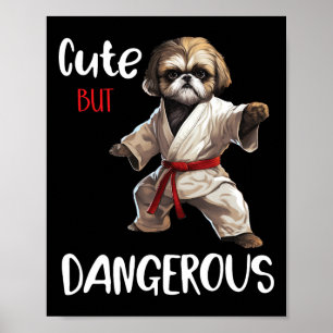 Affiche Mignonne Mais Dangereuse Shih Tzu Karate Kung Fu B