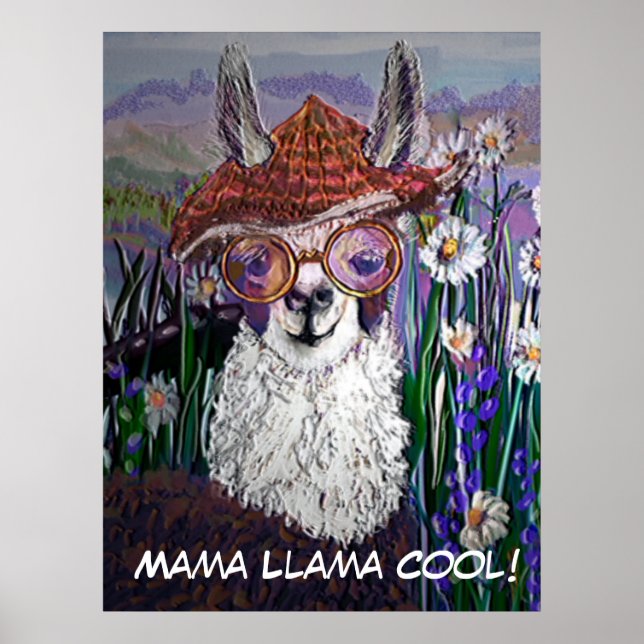 Affiche Mignonne Mama Llama Gardez votre Cool (Devant)