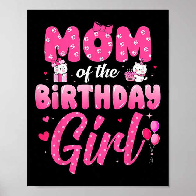 Affiche Mignonne Maman De L'Anniversaire Fille Amusante Fê (Devant)