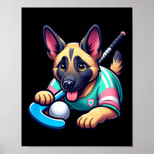 Affiche Mignonne mascotte de chiot de hockey sur gazon Ber