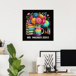 Affiche Mignonne meilleure enseignante jamais ajouter nom