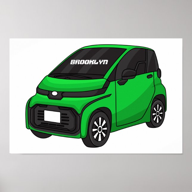 Affiche Mignonne micro-voiture verte (Devant)