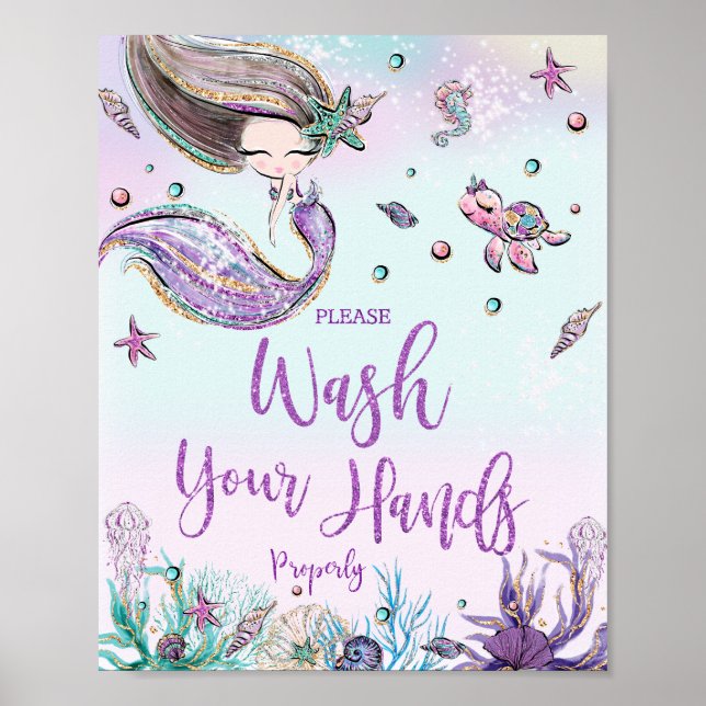 Affiche Mignonne Mignonne Whimsical Lavez Vos Mains Salle  (Devant)