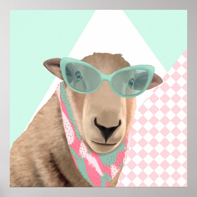 Affiche Mignonne Mouton Avec Lunettes (Devant)