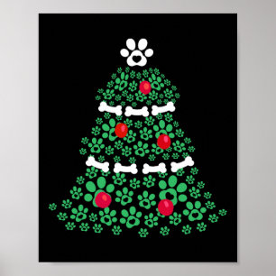 Affiche Mignonne Noël Chien Paw Arbre de Noël Chiot Amateu