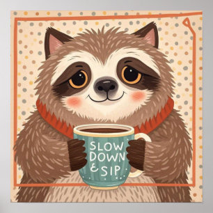 Affiche Mignonne paresse de dessin avec des yeux somnolent