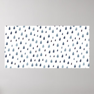 Affiche Mignonne pluie. Aquarelle motif sans couture. Pai 
