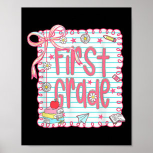 Affiche Mignonne rentrée scolaire en première année Preppy