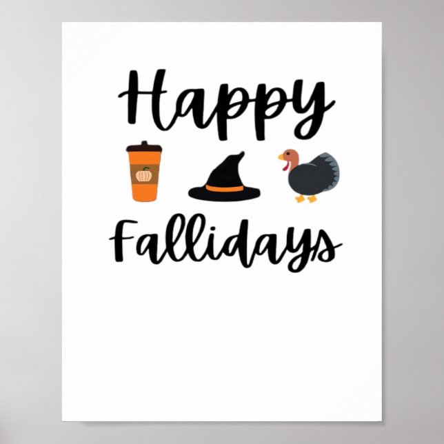 Affiche Mignonne saison d'automne Joyeux Fallidays Thanksg (Devant)
