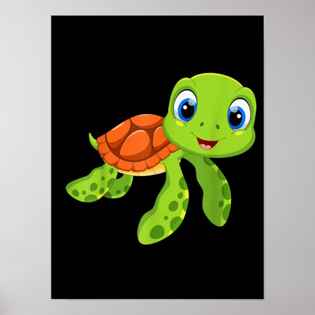 Affiche Mignonne Sea Baby Turtle Cadeau (Devant)