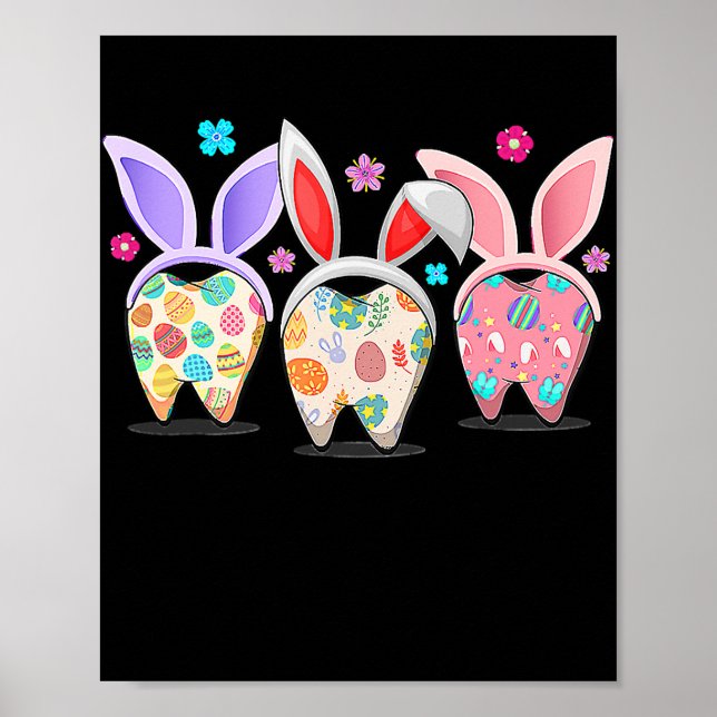 Affiche Mignonne trois dents lapin Dentist Dentist Dentist (Devant)