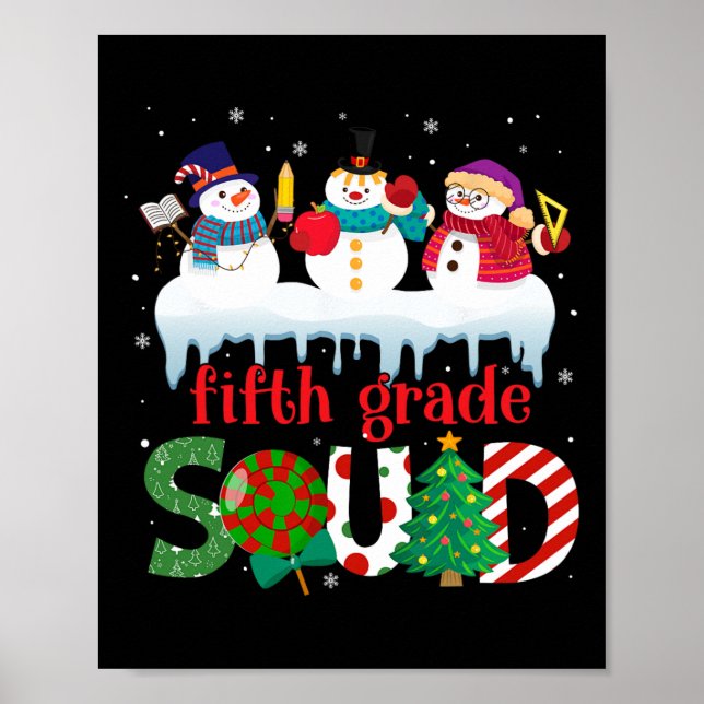 Affiche Mignonne trois Snowman Enseignant Enfants 5e Class (Devant)