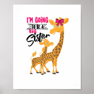 Affiche Mignonne Va Devenir Une Grande Soeur Girafes Fille