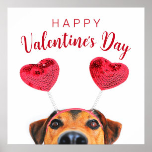 Affiche Mignonne Valentine's Day Chien Funny Heart Headban