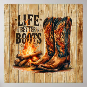 Affiche Mignonne vie meilleure bottes Western