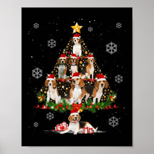 Affiche Mignons Amoureux de les chiens Beagles Noël Arbre 