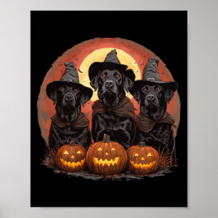 Affiche Mignons chiens Labrador Retriever noirs Halloween
