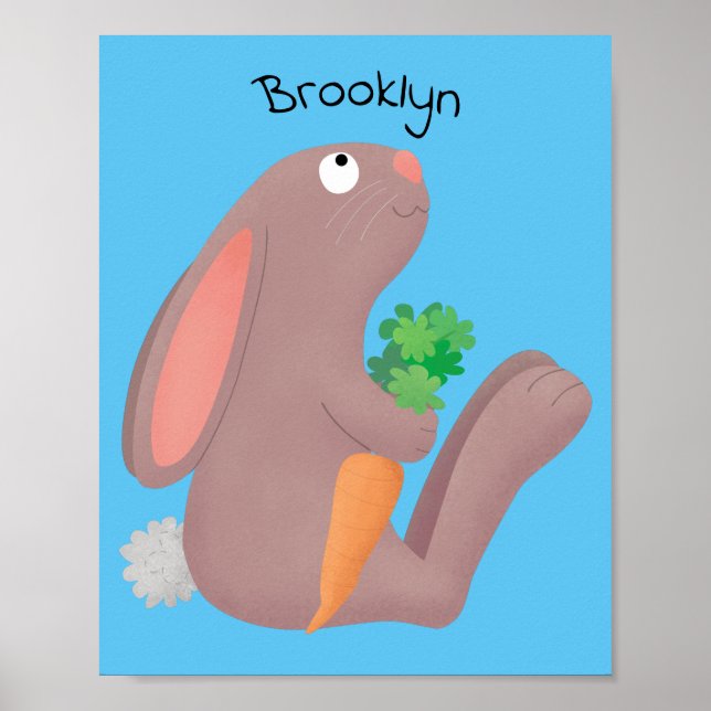 Affiche Mignons lapin lapin lapin assis avec dessin de car (Devant)