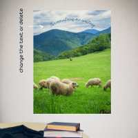 Mignons moutons blancs dans un pré sous la montagn