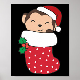 Affiche Mignons Singes Dans Les Bas De Noël Pour Noël
