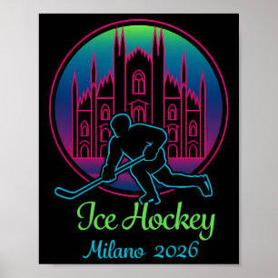 Affiche Milan 2026 Hockey sur glace Hiver 2026 Et Duomo Di