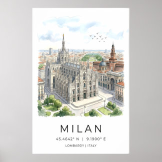 Affiche Milan Cathedral Art Print Black and White
