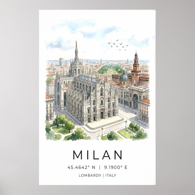 Affiche Milan Cathedral Art Print Black and White (Devant)