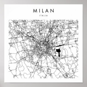 Affiche Milan Italia Minimal Modern Street Map